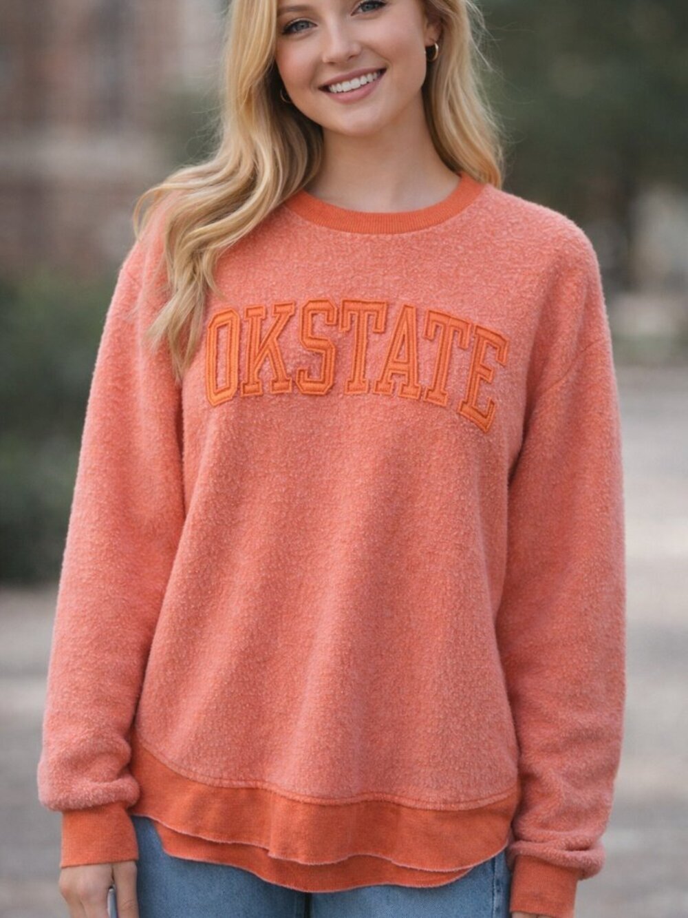 Pressbox OKSTATE Orange Crewneck Reversed Fleece Sweatshirt – Size Medium